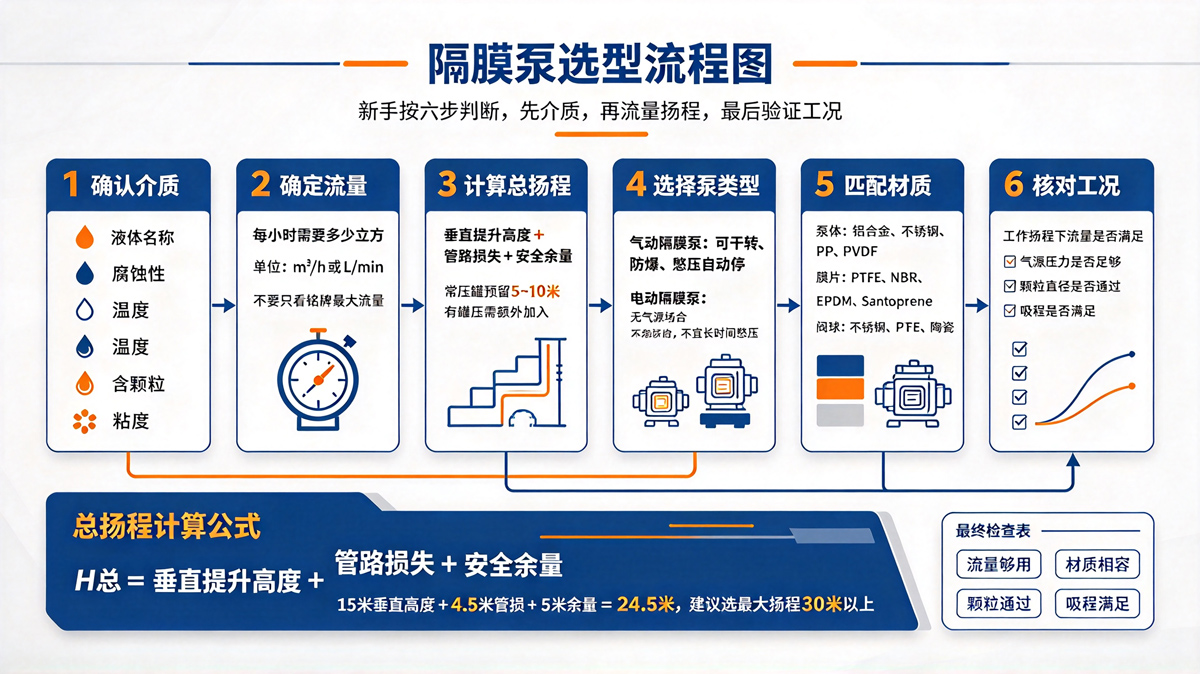 隔膜泵选型流程图 隔膜泵选型流程图